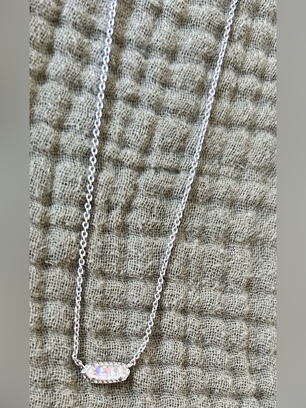 Kendra Scott -Silver Opal Oval Pendant Necklace with additional chain